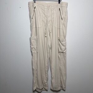 American Eagle Women Dreamy Drape Wide‎ Leg Cargo Pants XL Beige Baggy